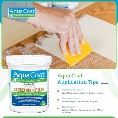 AquaCoat Water-Based White Cabinet Wood Grain Filler Gel – Fast Drying, Low Odor White Wood Filler, Sandable & Paintable for Interior & Exterior Repairs, Upgrades & Restorations – 16 oz - size: 16 Fl Oz (Pack of 1)