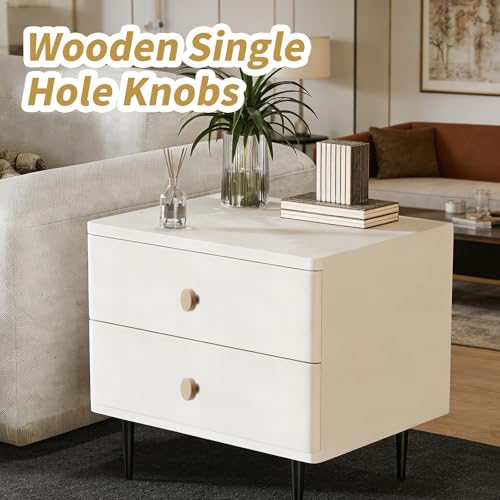 Dnyta 12Pcs 2"×1" Wooden Single Hole Knobs Round Drawer Knobs for Kitchen