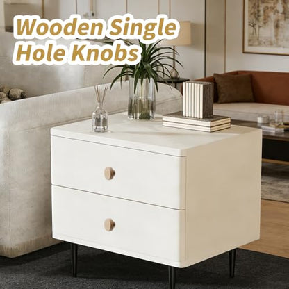 Dnyta 12Pcs 2"×1" Wooden Single Hole Knobs Round Drawer Knobs for Kitchen
