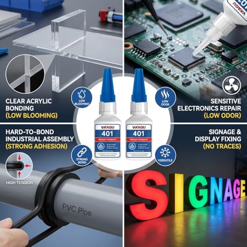 401 Super Glue Instant Adhesive Clear 20g for Plastic Wood Metal Rubber Leather 2 Pack - size: 401, style: 2 Pack