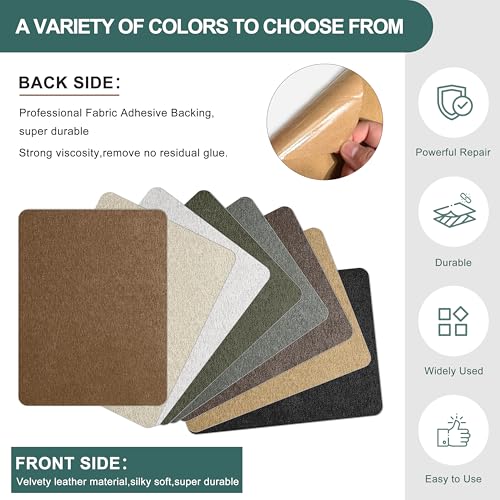 Azobur Couch Patch Repair Fabric,Microfiber Fabric, Self-Adhesive, for Sofa Repair and Upholstery, 2 Pieces, 9.5 x 11 inches (Brown) - color: Brown, size: 9.5" x 11"-2 PCS