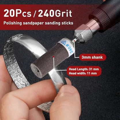 20 Pcs 240 Grit Sanding Stick & Sanding Drum for Dremel Rotary Tool - size: 240 Grits