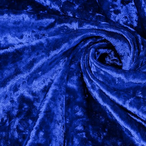 1 Yard 63" Wide Royal Blue Stretch Crushed Velvet Fabric - color: Royal Blue, size: 1 Yard
