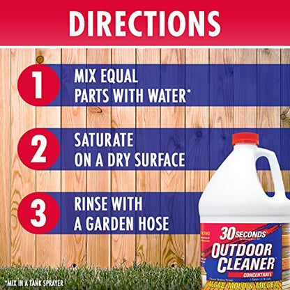 30 SECONDS Outdoor Mold & Mildew Cleaner & Stain Remover Concentrate | 128 fl. oz. | 2 Pack - size: 128 Fl Oz (Pack of 2)