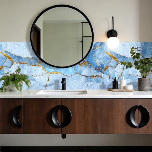 Nuxovilar Light Blue Crystal Marble Wallpaper Peel Stick 15.75x39.37 - color: YFW07271, size: 15.7" x 39.4"
