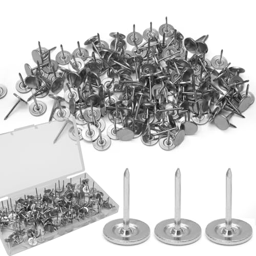 Biaungdo 150 Pcs White Flat Head Upholstery Tacks with Box for Furniture - color: White