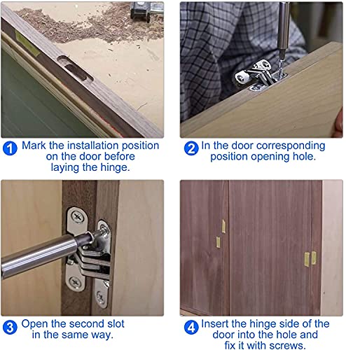 10 Packs Hidden Door Hinges 10 Pack Concealed Cross Hinge Invisible 180 Degree Hinges Swing Coss Invisible Hinge for Cabinets, 0.47'' Leaf Width, 1.7" Leaf Hight