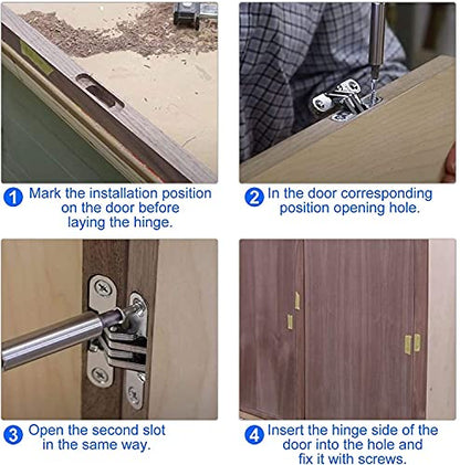 10 Packs Hidden Door Hinges 10 Pack Concealed Cross Hinge Invisible 180 Degree Hinges Swing Coss Invisible Hinge for Cabinets, 0.47'' Leaf Width, 1.7" Leaf Hight