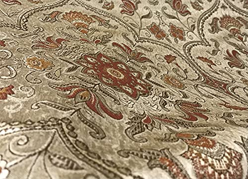 Moroccan Ornate Design Luxurious Classic Jacquard Fabric for Upholstery Sofa Cushions Dining Chair Window Treatments Craft - Width 54 inches - Fabric by Yard (Golden - Rust) - color: Golden - Rust