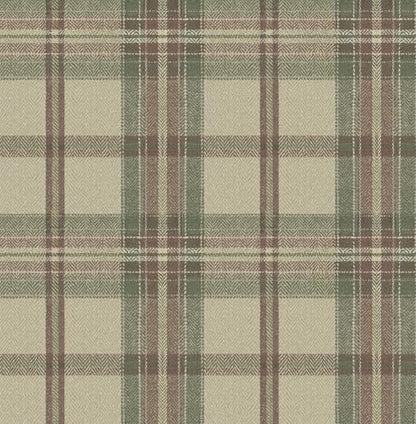 NextWall Harry & Grace Herringbone Plaid Premium Matte Non-Woven Peel and Stick Wallpaper (Clay & Sage) - color: Clay & Sage
