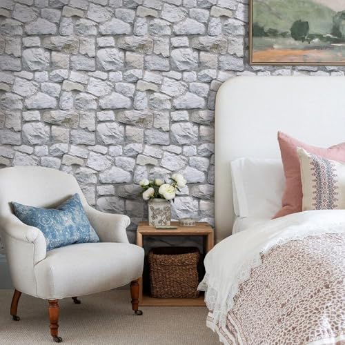 3D Peel and Stick Faux Stone Wall Panels 11.8" x 11.8" 10-Pack - color: Stone-SM-A