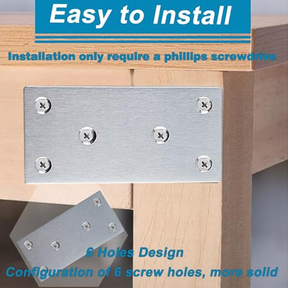 50PCS Flat Straight Brace Brackets, 3.15x1.6 Stainless Steel Brackets - size: Silver,3.15"x1.6"