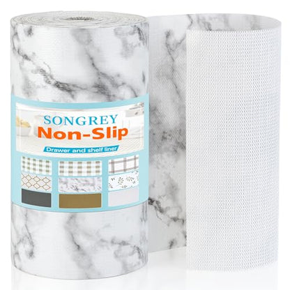 Songrey Non-Adhesive Shelf Liner & Cabinet Liner, 12" x 240" - color: Marble Pattern, size: 12"W x 240"L