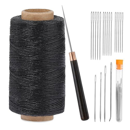 TLKKUE Upholstery Repair Sewing Thread Kit, 273 Yards Waxed Thread Black - color: Black