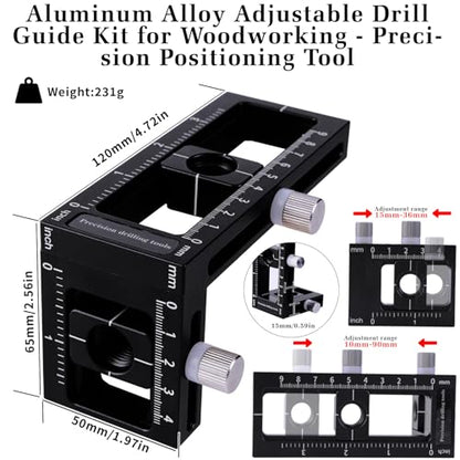2-in-1 Auto Centering Dowel Drilling Jig with 8 Size Drill Bushings 3-10mm