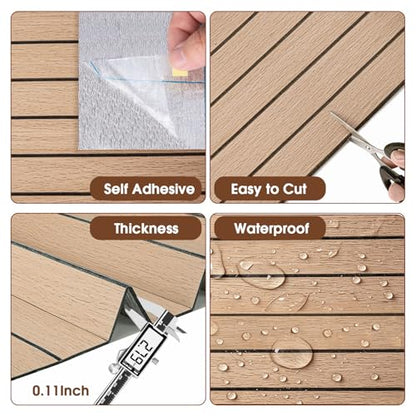 3D Peel and Stick Wall Panels PVC Grille Slat 118"x15.8" Self-Adhesive Wall Sticker Soundproof Paneling for Walls and Ceiling in Faux Oak Wood Grain Texture - color: Oak Wood Grain, size: 118"x15.8"