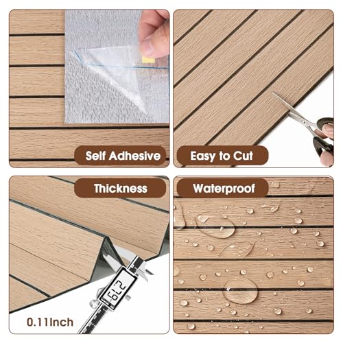 3D Peel and Stick Wall Panels PVC Grille Slat 197"x15.8" Self-Adhesive Wall Sticker Soundproof Paneling for Walls and Ceiling in Faux Oak Wood Grain Texture - color: Oak Wood Grain, size: 197"x15.8"