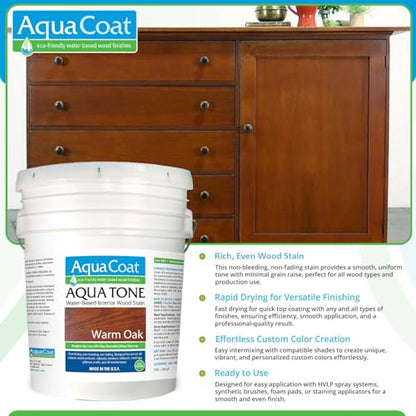 Aqua Tone Water-Based Wood Stain (Warm Oak, 5 Gallon) - color: Warm Oak, size: 5 Gallon