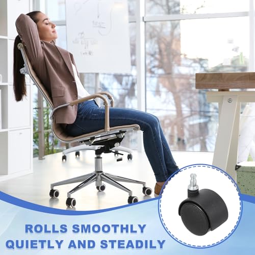 PATIKIL Office Chair Wheels Replacement 1.5", 8 Pcs Nylon Heavy Duty Office Furniture Casters Wheels with Universal Wheel for Hardwood Floor Carpet, Black(Grip Neck Stem) - size: 1.5"
