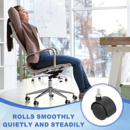 PATIKIL Office Chair Wheels Replacement 1.5", 8 Pcs Nylon Heavy Duty Office Furniture Casters Wheels with Universal Wheel for Hardwood Floor Carpet, Black(Grip Neck Stem) - size: 1.5"