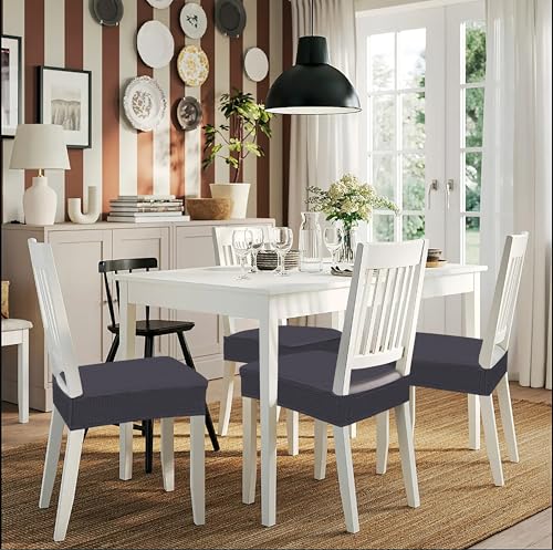 Smiry Stretch Jacquard Seat Covers for Dining Room Chairs Set of 2 - color: Dark Grey, size: Set of 2