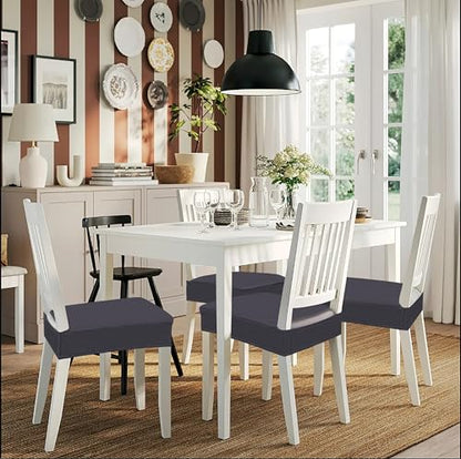 Smiry Stretch Jacquard Seat Covers for Dining Room Chairs Set of 2 - color: Dark Grey, size: Set of 2