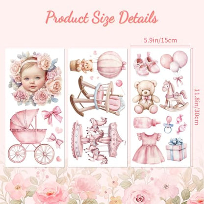 Peacoblue Pink Series Rub On Transfers for Furniture Craft 6"x12" - style: Pink Series