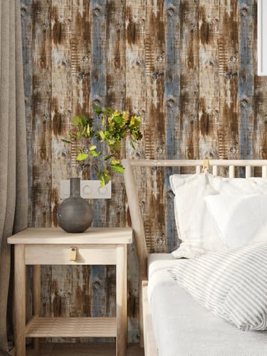 Faux Wood Butcher Block Contact Paper, Shiplap Peel and Stick Wallpaper - color: Brown, size: 17.5" x 118"