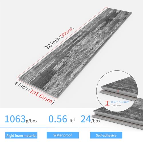 24 Pcs Peel and Stick Retro Wood Grain Pattern Vinyl Wall Stickers - style: JMBSDKCFT08