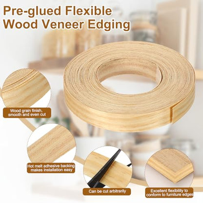 uxcell 1" x 49 ft Wood Edge Banding Pre-Glued Iron On Edging Strip Pine - color: Pine, size: 1" x 49 ft