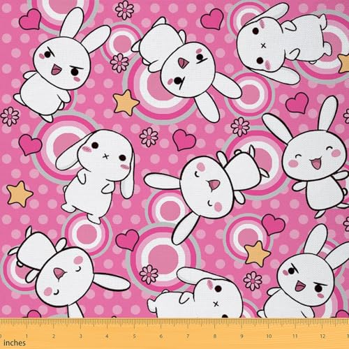 Feelyou Rabbits Animal Theme Fabric by The Yard 1 Yard Kids Soft - color: Multi 002, size: 1 Yard