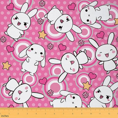 Feelyou Rabbits Animal Theme Fabric by The Yard 1 Yard Kids Soft - color: Multi 002, size: 1 Yard