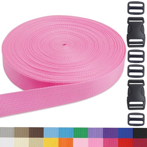 Deep Pink 1 inch Webbing Strap Kit for DIY Crafts-Backpacks-20yds - color: Deep pink