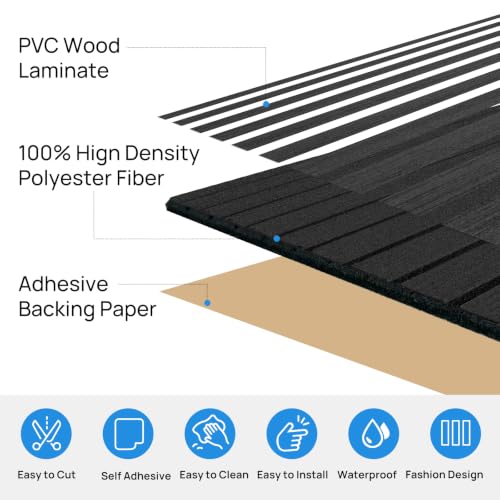 Black Acoustic Panels, 12 Pack Self-Adhesive Sound Absorbing Tiles - color: Black