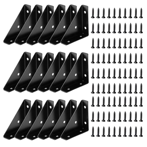 Corner Brace Brackets, 18Pcs 66mm x 66mm Black Corner Braces for Wood - size: Large, style: 18-Pack