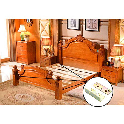 4 Piece Heavy Duty Non-Tenon Rail Accessories, Bracket, Wooden Frame Connector With Screws for Bed Head and Foot Board