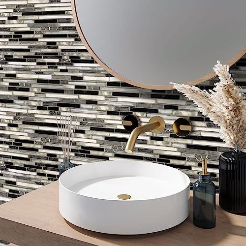 Livebor Backsplash Peel and Stick Wallpaper Kitchen Wallpaper17.7” x 118.1” - color: Black/Gray, size: 17.7" x 118.1"