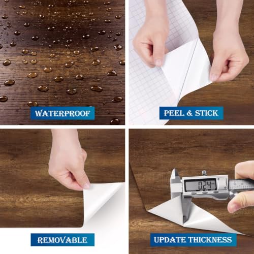 FunStick 15.8"x240" Brown Wood Countertop Contact Paper Peel and Stick Wood Grain Contact Paper for Cabinets Countertops Waterproof Self Adhesive Wood Wallpaper for Table Walls Counter Top Vinyl Wrap - size: 15.8" x 240"