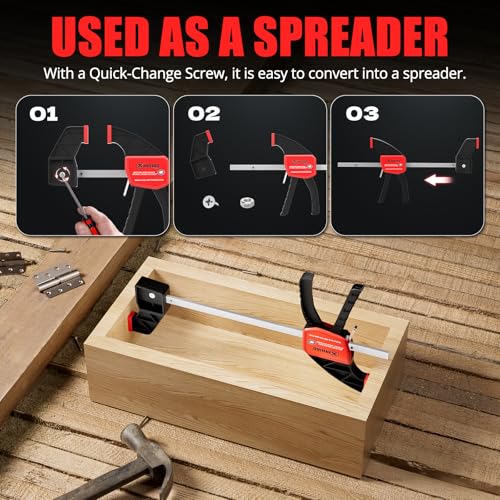 XINQIAO Bar Clamps for Woodworking 4 Inch (4) Wood Clamps Set, One-Handed Spreader with 34lbs for Stable and Reliable Fixing Solutions - size: 4IN 4PCS