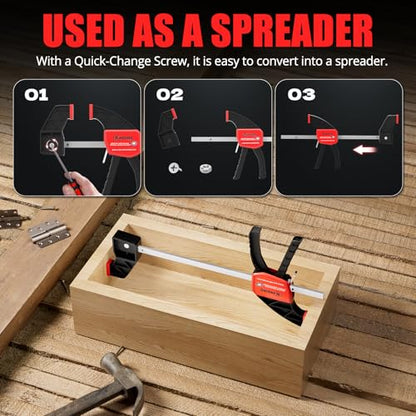 XINQIAO Bar Clamps for Woodworking 4 Inch (4) Wood Clamps Set, One-Handed Spreader with 34lbs for Stable and Reliable Fixing Solutions - size: 4IN 4PCS
