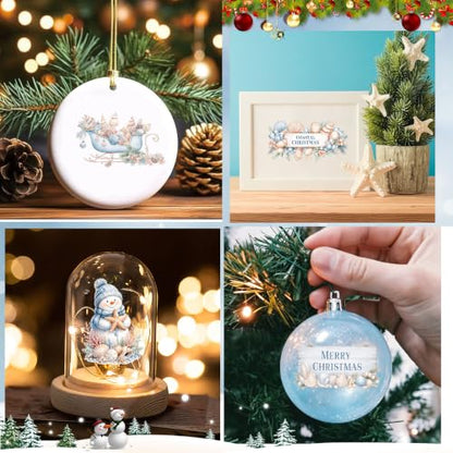 30 PCS Coastal Christmas Rub On Transfers for Furniture, Beach DIY Crafts - style: Coastal Christmas