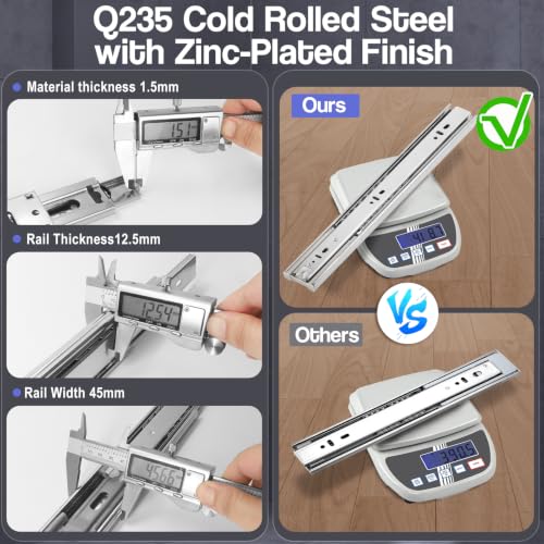 Soft Close Drawer Slides 14 Inch - Silver, 1 Pair (2 Pieces) - color: Silver, size: 14 Inch