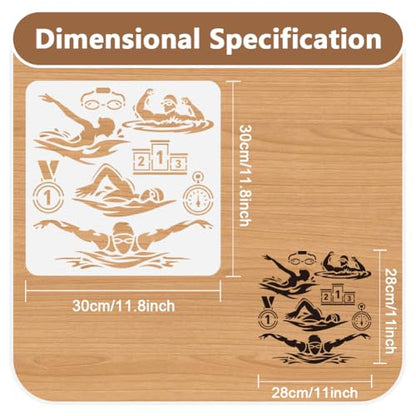 Swimmer Swimming Stencil for Painting 11.8" x 11.8" Reusable - style: Swimming