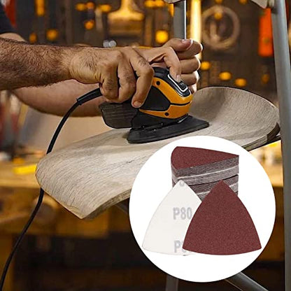 120 Pcs Triangle Sanding Pads, 80 Grits Detail Sander Sandpaper Hook and Loop Sanding Sheet,3-1/8"(80mm) Triangular Sandpaper for 3-1/8" Oscillating Multi Tool, No Holes - size: 80 Grit, style: No Hole