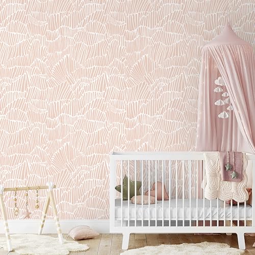 Guvana Pink Wallpaper Peel and Stick Modern Light Pink and White Wall Paper - color: Pink and White, size: 17.3" x 394"