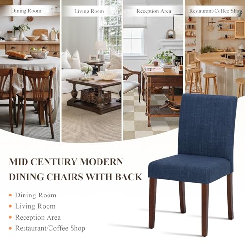 MALOL Upholstered Dining Chairs Set of 4, Modern Fabric Dining Room Chair, Wooden Dining Chair, Kitchen Side Chairs, Farmhouse Dinner Chair with High Back for Kitchen, Blue - color: Blue, size: Set of 4