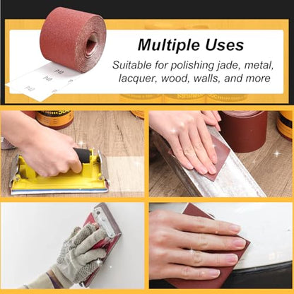 Emery Cloth Roll 120 Grit, 3-2/3 Inch x 33 Ft Heavy Duty Sandpaper - size: 120 Grit