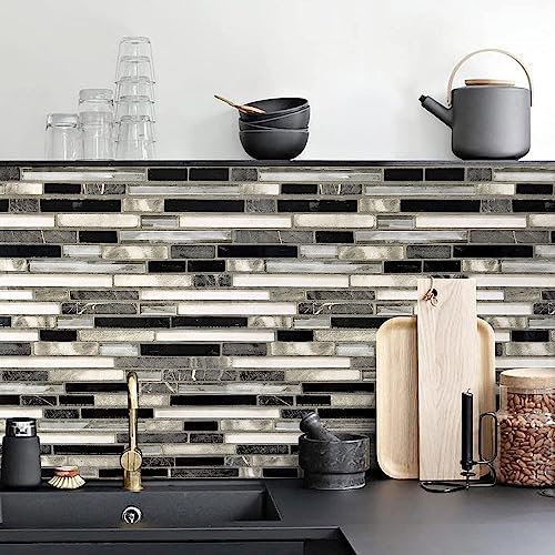Livebor Backsplash Peel and Stick Wallpaper Kitchen Wallpaper17.7” x 118.1” - color: Black/Gray, size: 17.7" x 118.1"