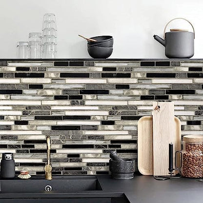 Livebor Backsplash Peel and Stick Wallpaper Kitchen Wallpaper17.7” x 196.8” - color: Black/Gray, size: 17.7" x 196.8"