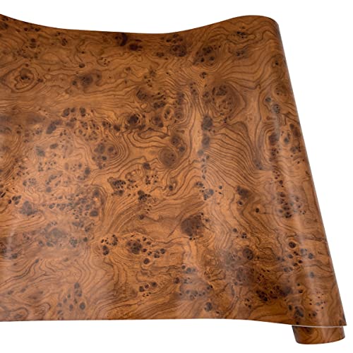 Yifely Brown Wood Grain Furniture Paper PVC Self-Adhesive Shelf Liner Locker Door Sticker 17.7 Inch by 9.8 Feet